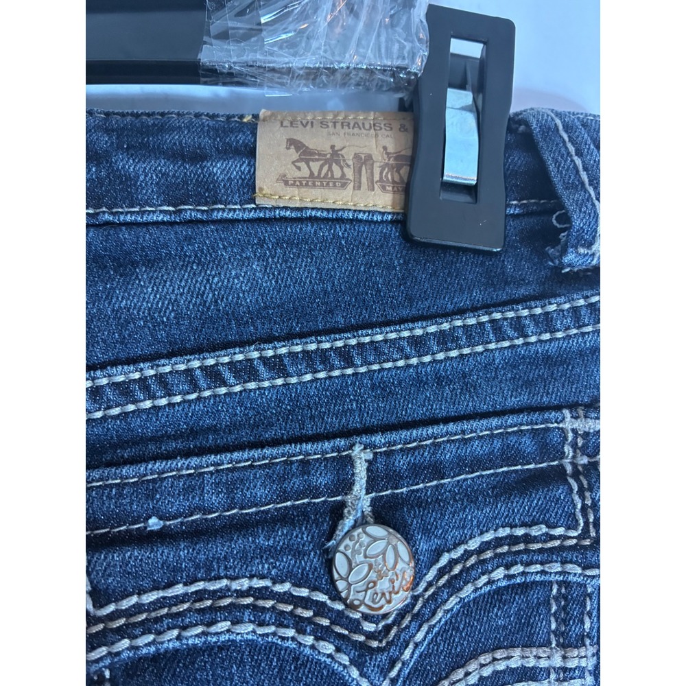 Levis Boot Cut Jeans Dark Wash Flap Pocket Y2K Western Denim 16 REG - Picture 4 of 9